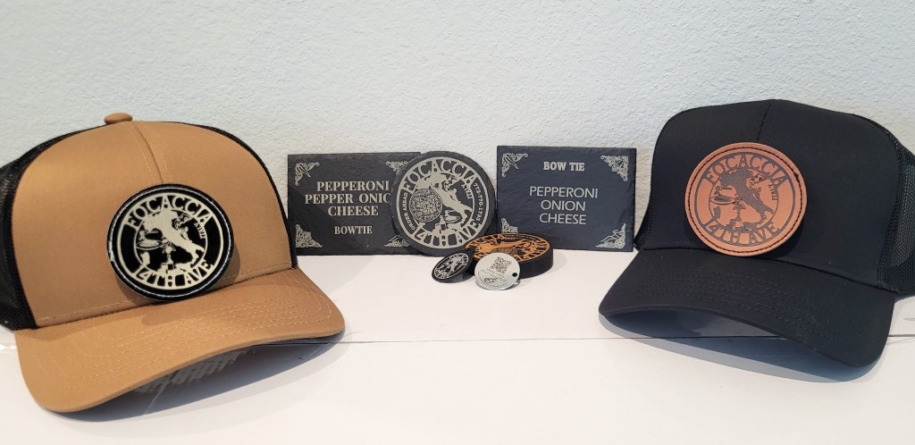 Engraved Slate, Bamboo Fridge Magnets, Leather Patches, Stainless Steel Keychains